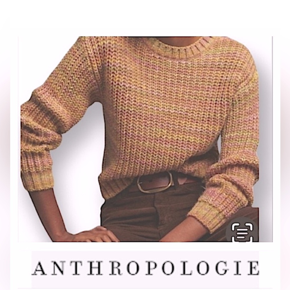 Anthropologie multicolored pastel knit cropped sweater